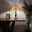 Bernhilde Tiffany Table Lamp Red Orange Stained Glass Rose Flowers LED Bulbs Included H22"