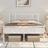 Modern Metal Bed Frame with Cross-design Headboard & Footboard