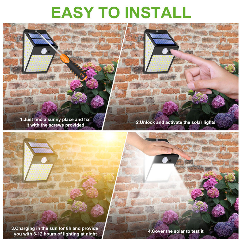 LED Solar Power Dusk to Dawn Outdoor Security Wall Pack with Motion Sensor (pack of 6)