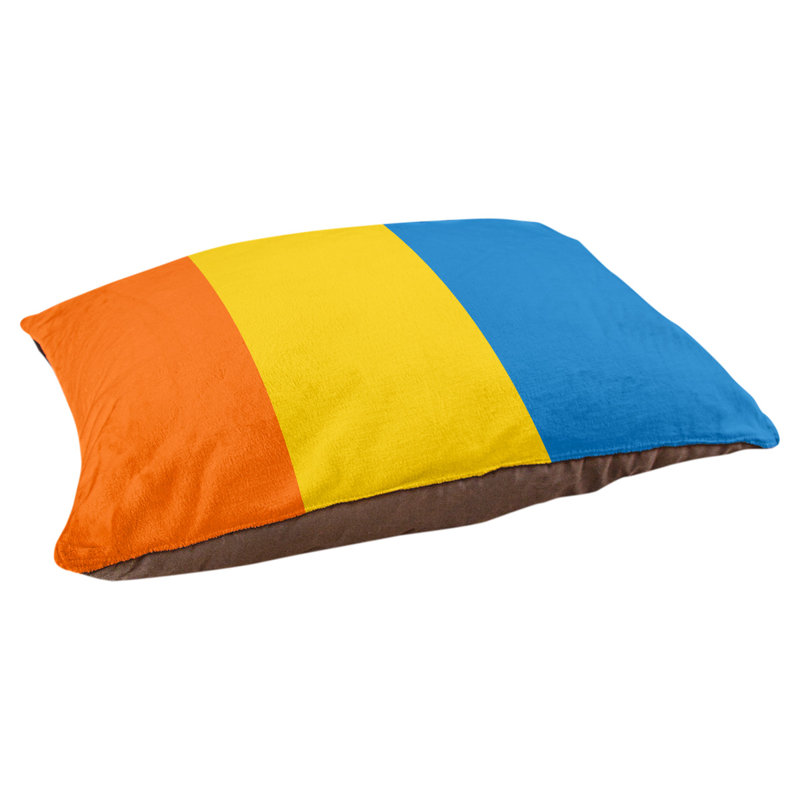 Coussin rectangulaire designer Miami, Grand (L 40 po x l 50 po), Rouge orangé / jaune / bleu