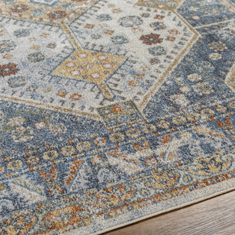 Machine Washable Brown/Blue, Rectangle 120 x 170cm