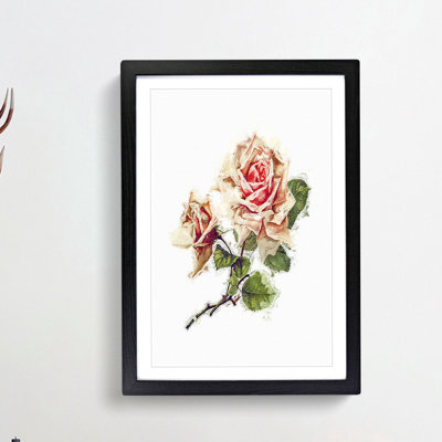 Pink Rose Illustration - Picture Frame Painting Print