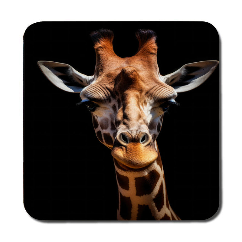 Giraffe Themed Placemat Coaster Set 12 Pieces With Wood Bottom