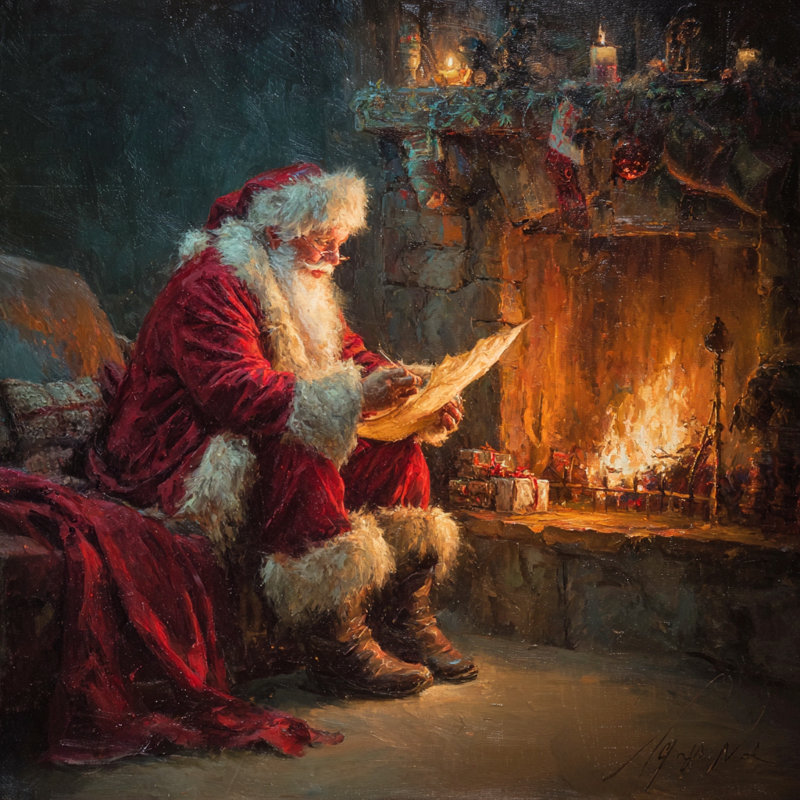 Checking the Nice List Wrapped Canvas Wall Art
