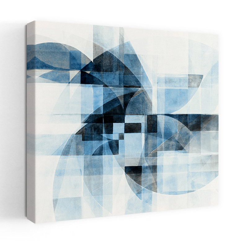 Art mural abstrait contemporain Echo In Blue II, H 36 po x l 36 po