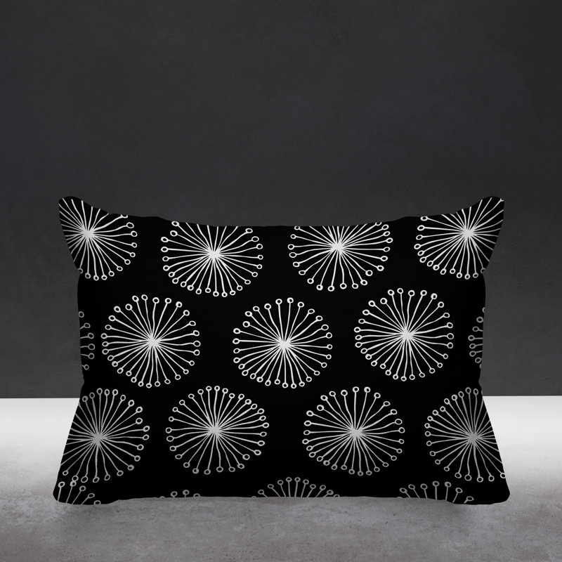 Coussin décoratif intérieur / extérieur Janis Dandelion, Noir