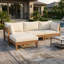 Canapé modulaire d'extérieur en bois d'acacia avec coussins épais