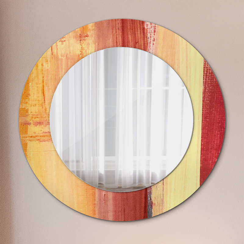 Huldar Glass Flat Mirror, 50cm H x 50cm W, Red Abstract Painting