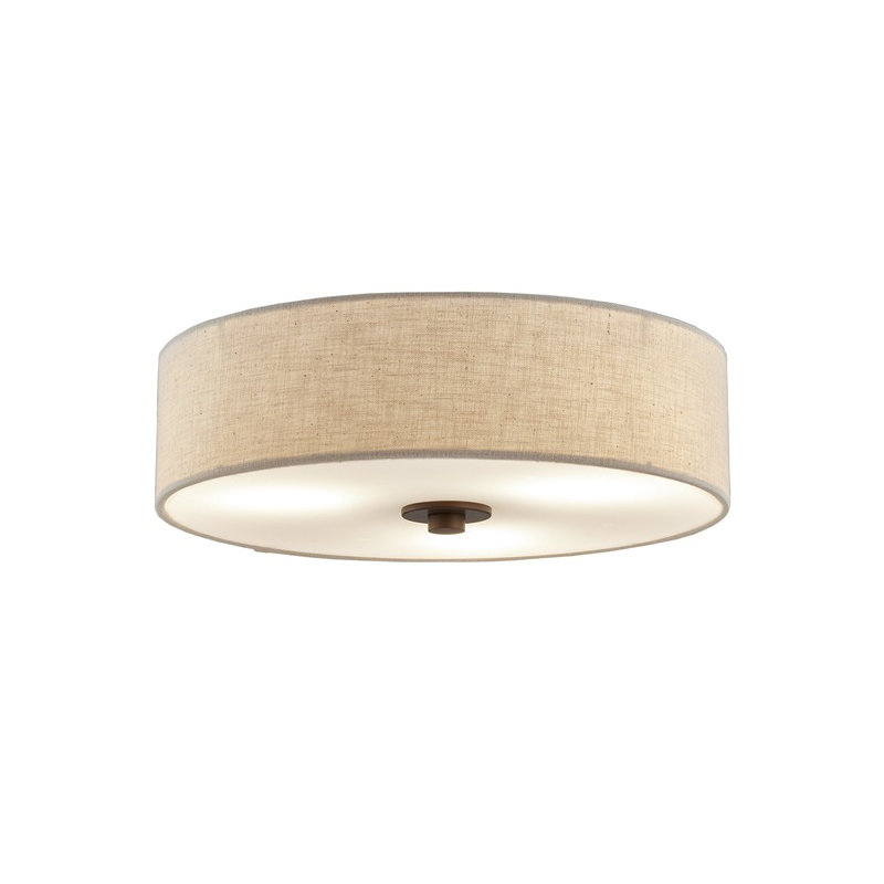 Fabric Flush Mount, Cream, Dark Bronze