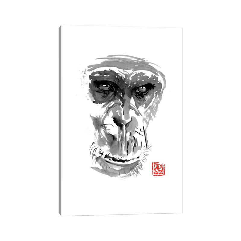 Chimpanzee by Péchane - Print on Canvas, 20.32 cm H x 30.48 cm W, Wrapped Canvas