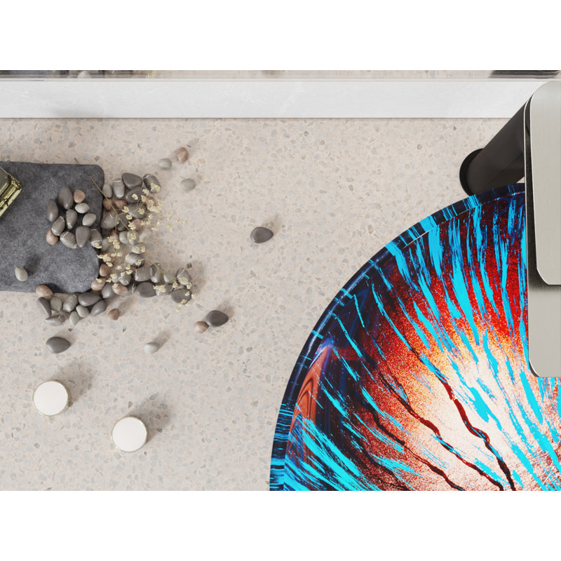Lavabo de salle de bain vasque circulaire en verre 16,5 po ANZZI Stellar Burst