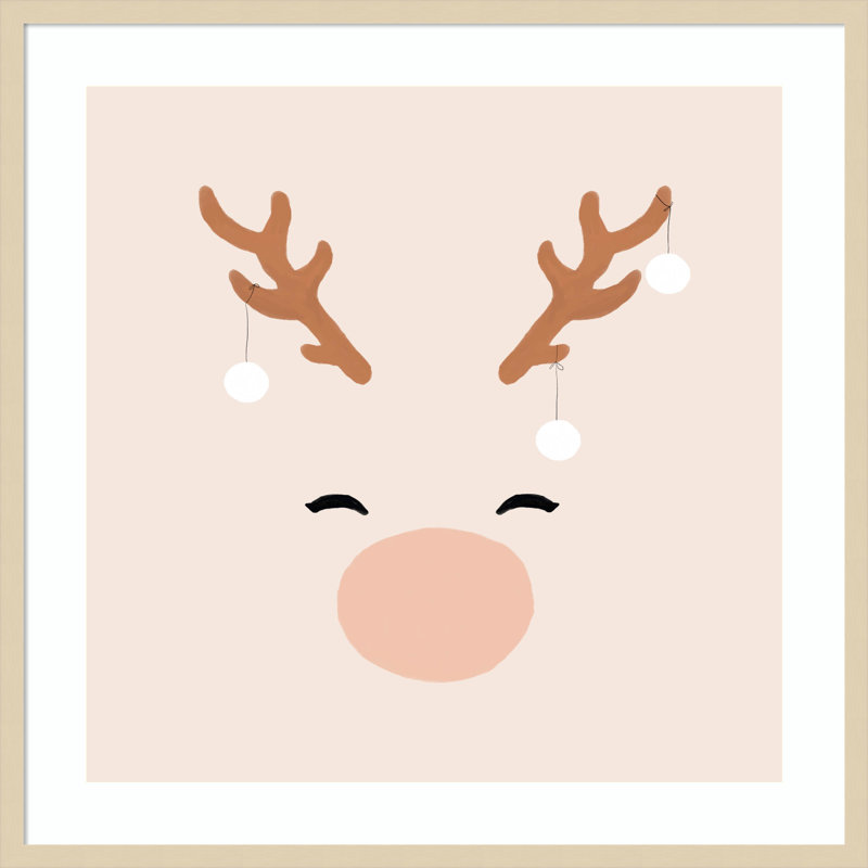«Deer and Baubles» par Orara Studio, impression sur bois encadrée, H 33 po x l 33 po