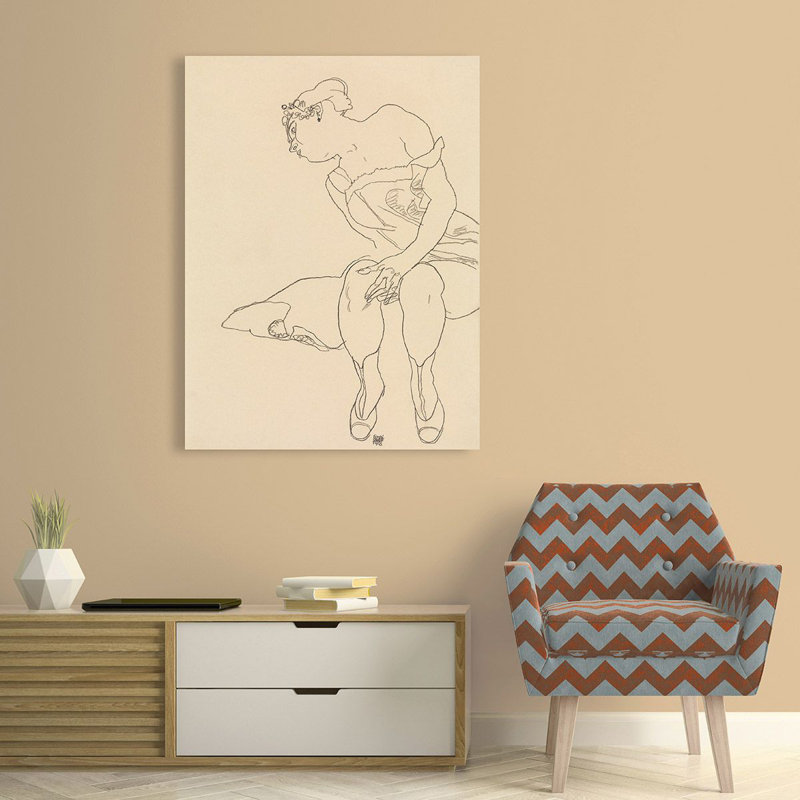 Seated Woman by Egon Schiele - Wrapped Canvas Print, 100cm H x 70cm W x 4cm D