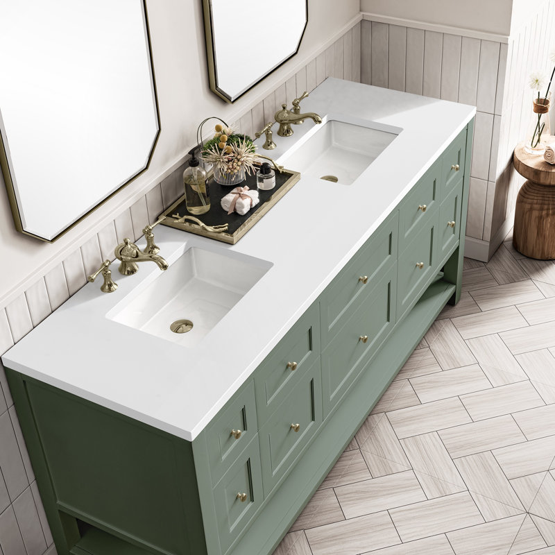 Breckenridge 72'' W Double Vanity, White Zeus, Smokey Celadon, 8" Widespread