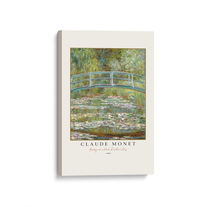Pont sur un étang de nénuphars par Monet, H 30 po x l 20 po, Toile tendue