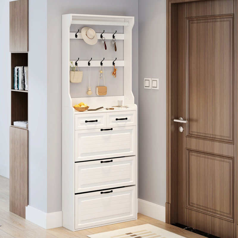 Narrow Storage Cabinet, Entryway Shoe Storage Cabinet  With Drawers, Shoe Storage Organizer For Home