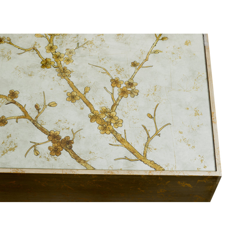 Directoire Silver Finish Rectangular Wood & Glass Coffee Table