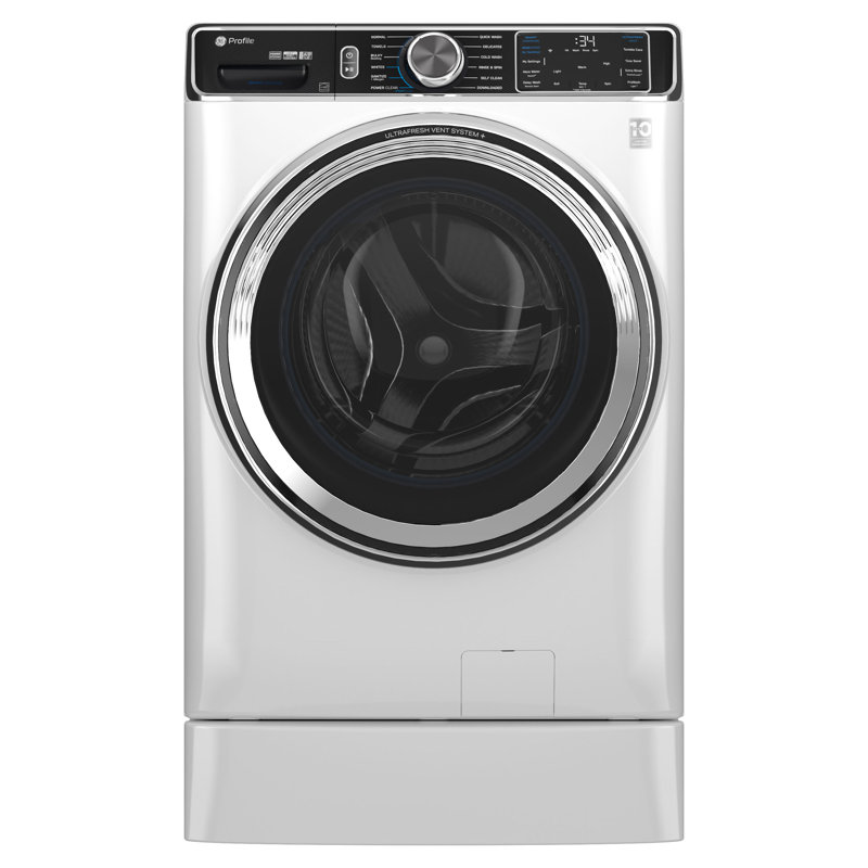 GE Profile 5.3 Cu Ft Capacity Smart Front Load Energy Star Washer With Ultrafresh Vent System+ With Odorblock, White/Black