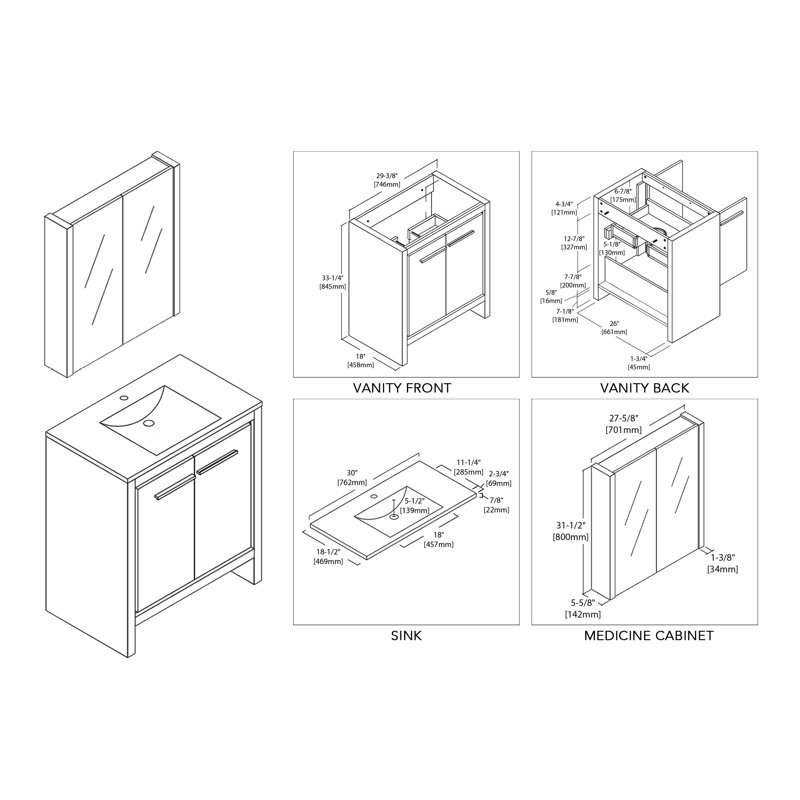 Artemis 30'' Single Bathroom Vanity with Ceramic Top, Glossy White