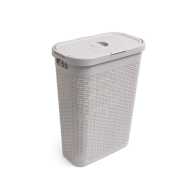 Plastic Laundry Basket, Calico / Cream