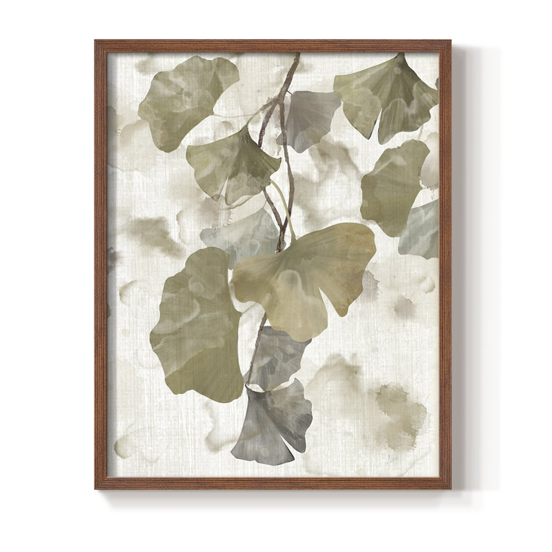 Ginkgo Accent I, reproduction encadrée - bois massif, H 11 po x l 9 po, Noyer