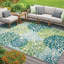 Tapis d'extérieur Sunshine Modern Plant Design Performance - vert / bleu / ivoire-83453880
