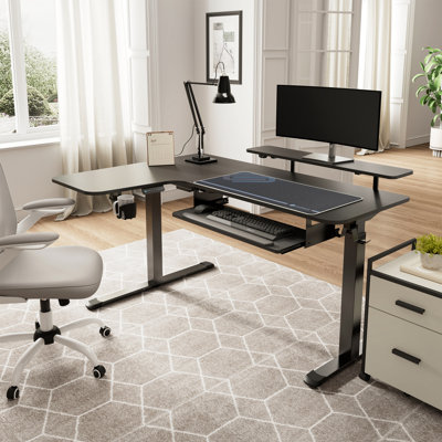 Marquasha Adjustable Height L-Shaped Steel Standing Desk