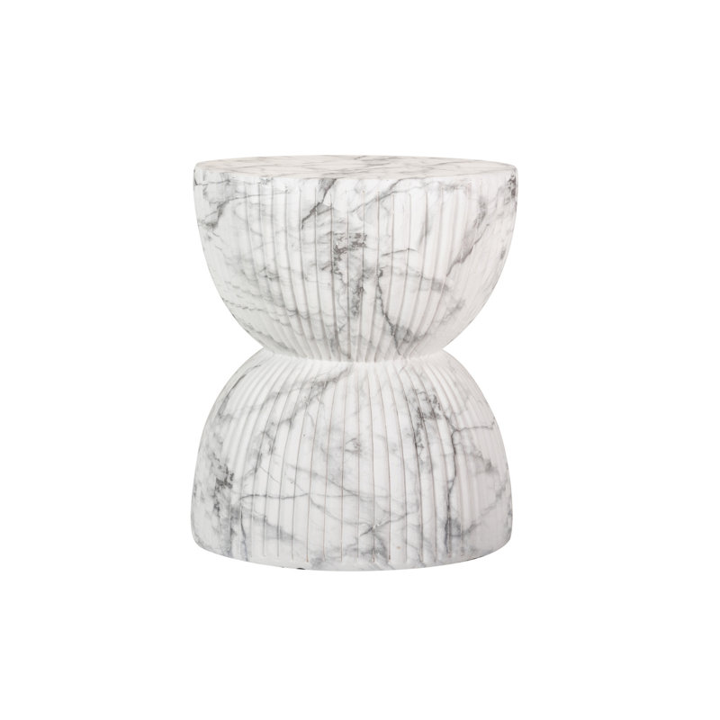 Pedestal End Table, White/Grey