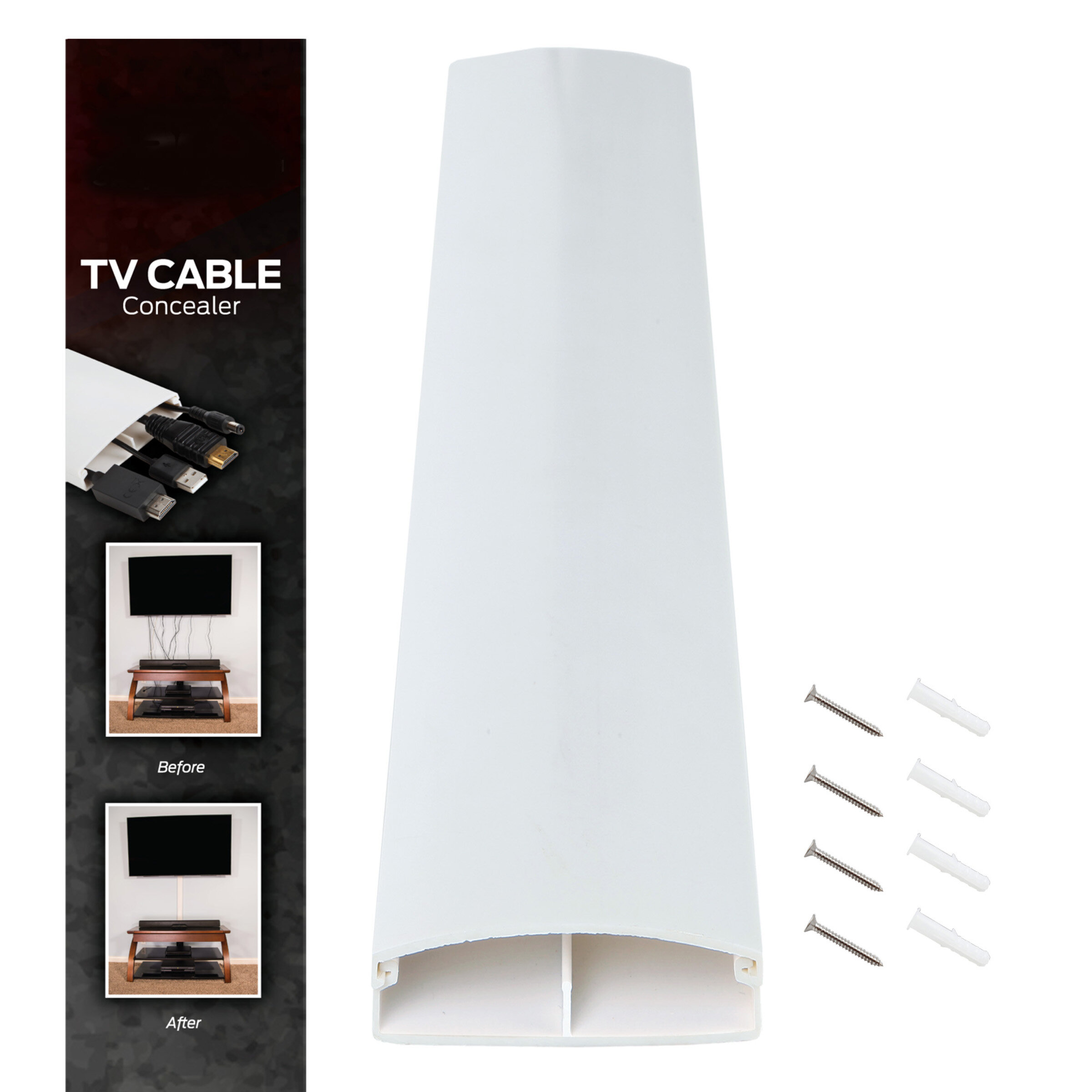 TV Cord Hider for Wall Mounted TV - Dual Outlet in Wall Cable