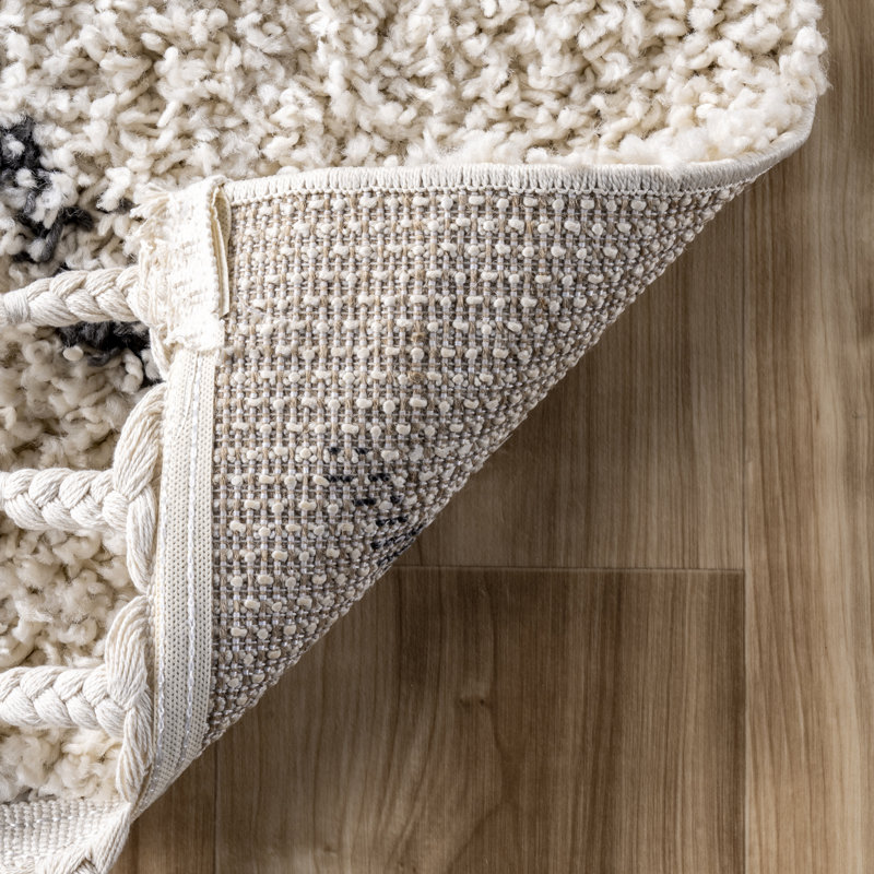Mansel Trellis Area Rug for Living Room Bedroom Dining Room, Off White/Charcoal, Rectangle 6'7'' x 9'
