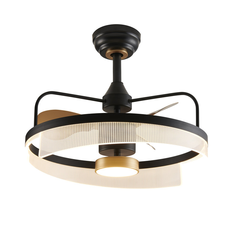 Lincoln 19.6In. LED-Light Matt Black Pendant Fixture With Fan