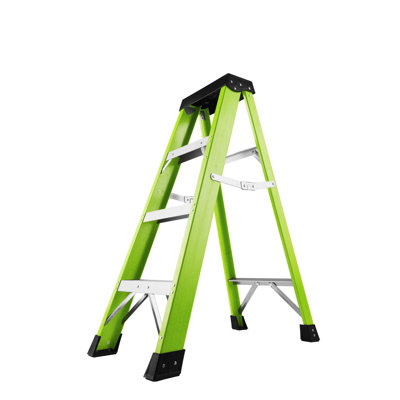 Single-Sided 3-Step Fiberglass Insulated Step Ladder for Electrical Work