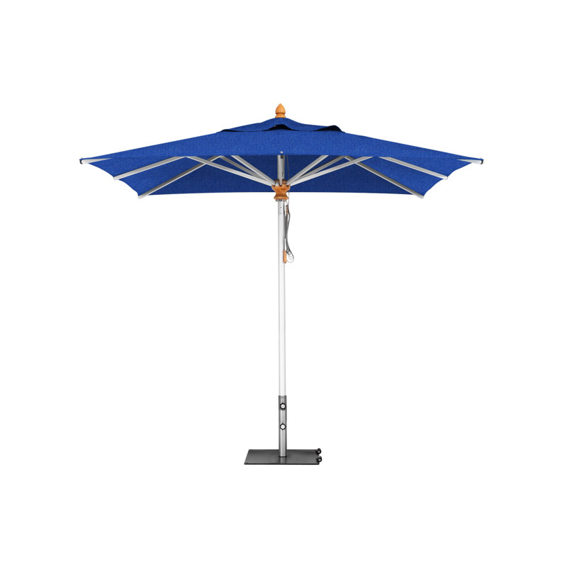 Bravura Square Market Umbrella, Square Metal w/ wheels+2.25" Stainless Steel Tube, 11'5", Natural