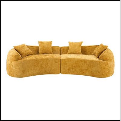Chenille sectionals sofa with 4 pillows and soft seat
