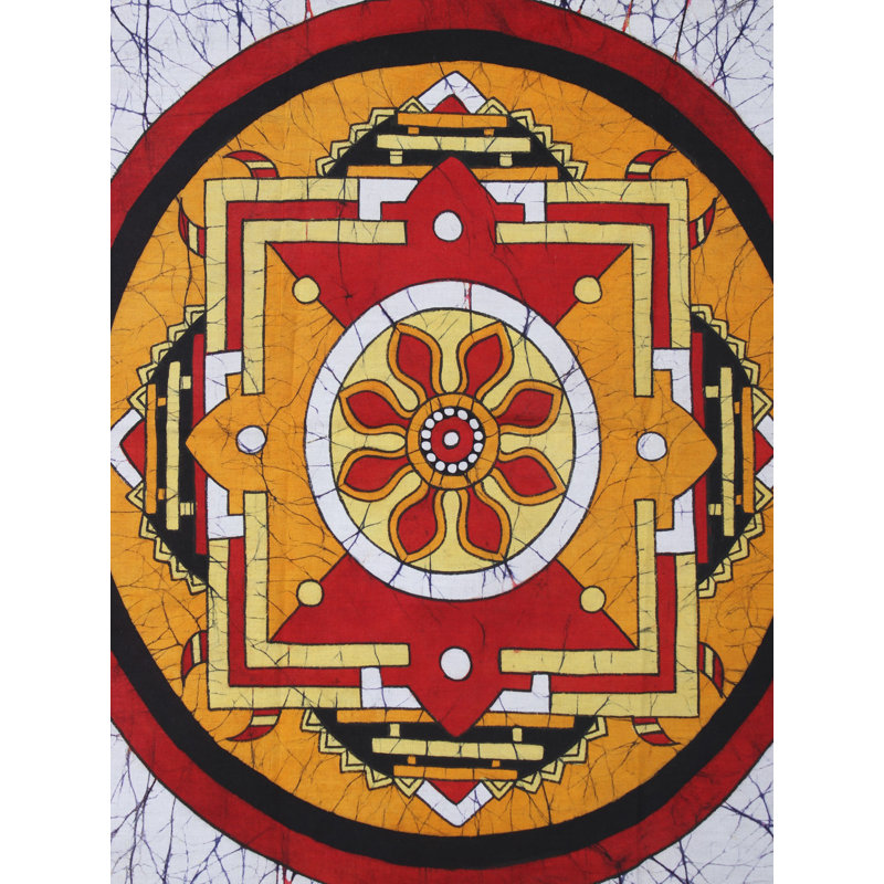 Art mural Mandala Batik 3 panneaux fabriqué à la main par Artisan