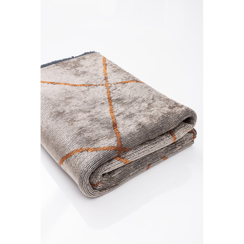 Rapture Orange/Gray Moroccan Luxury Area Rug, Rectangle 7'10" x 11'2"