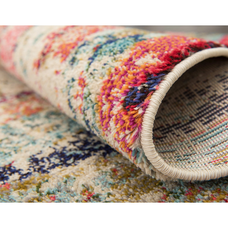 Indira Washable Geometric Indoor Rug, Square 8'
