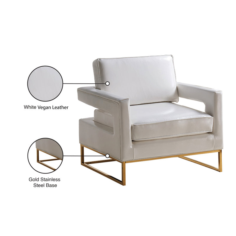 Fauteuil Amelia, Cuir végétalien blanc