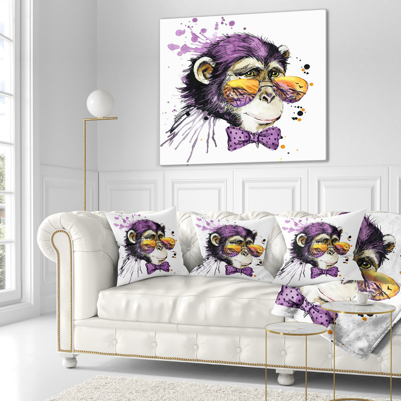 Coussin Cool Monkey - imprimé animal, 16 po x 1 po, Carré