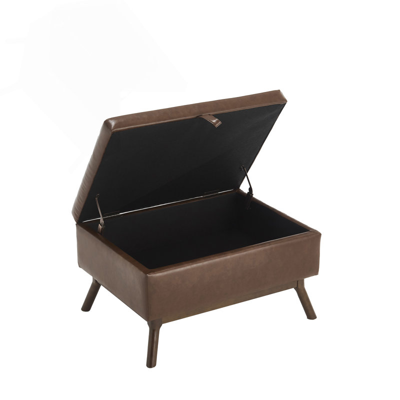 Table basse Mid-Century moderne avec rangement, multifonctionnelle et élégante pour le salon et le vestibule, Brun