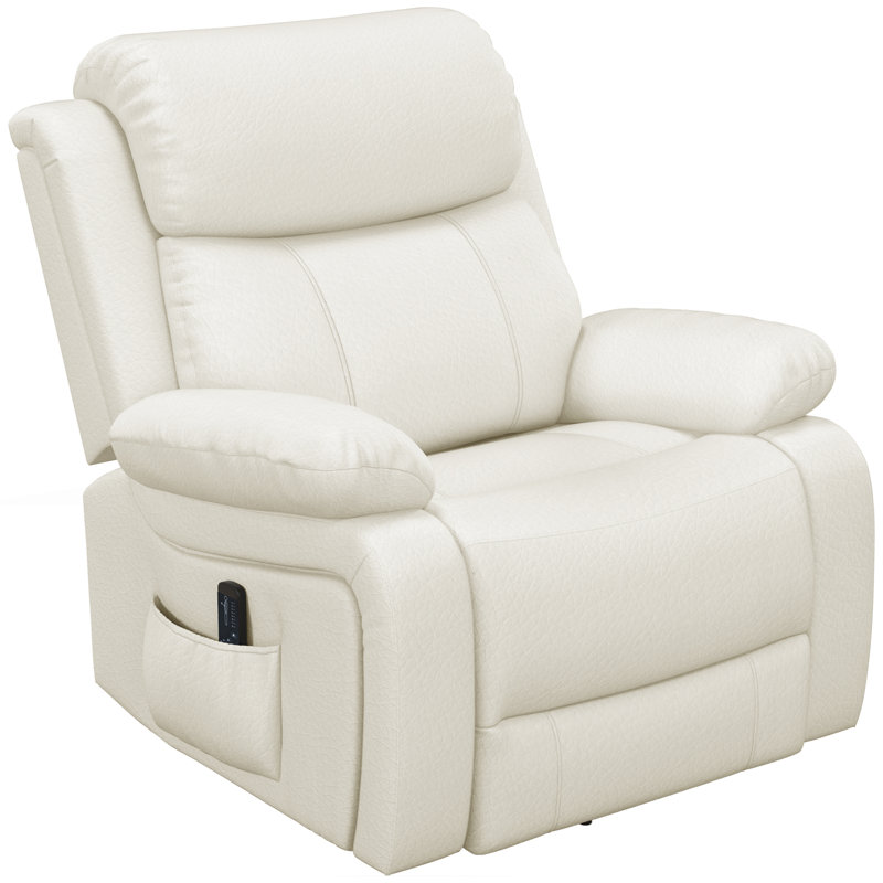 Fauteuil de massage inclinable électrique en similicuir, Similicuir crème