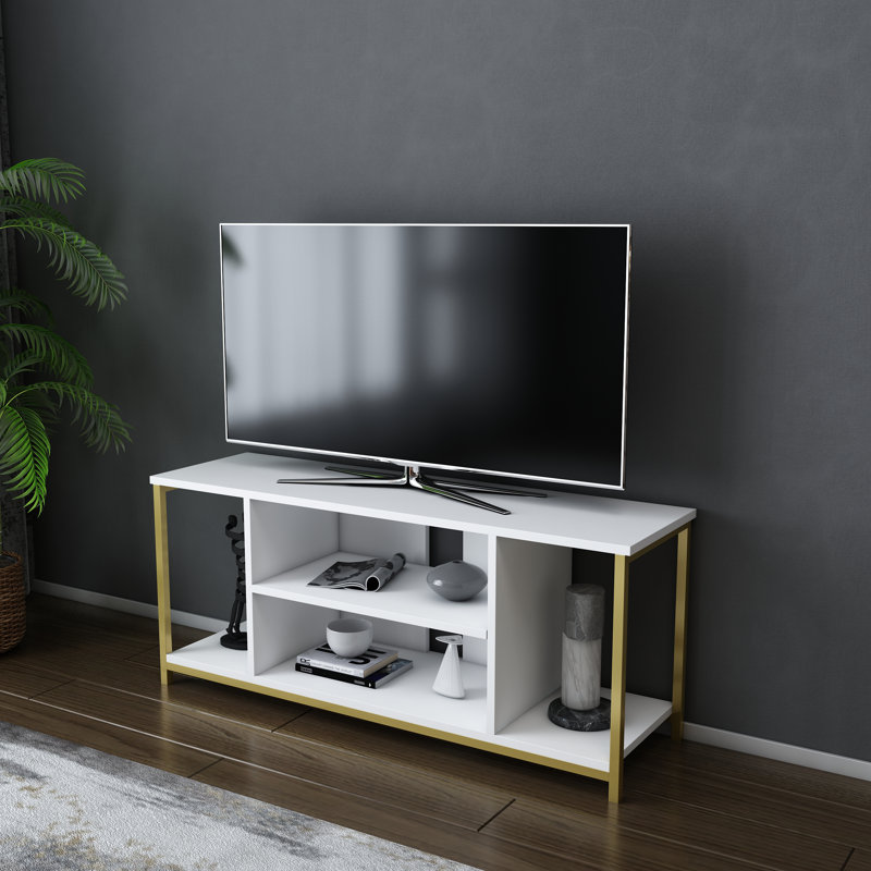 Rina TV Stand for TVs up to 50", Gold/White