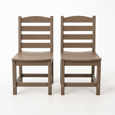 Chaise de salle à manger d'extérieur sans accoudoirs pour 2 personnes, chêne foncé antique, structure robuste, longue durée de vie, largeur 85,7 cm, poids d'assise 9,6 kg, construction personnalisable, haute résistance aux chocs.