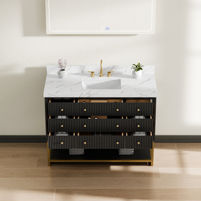 Ensemble de meuble-lavabo moderne simple en céramique, Noir