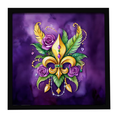 Fleur de lis Mardi Gras, reproduction d'art encadrée