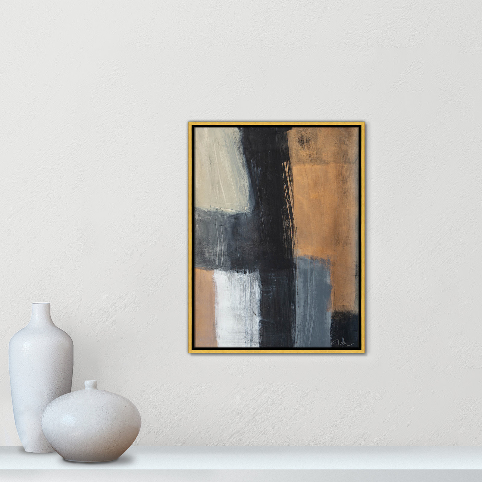Calderon "Metallic Slate II" Print, 25.5" H x 19.5" W x 2" D, Gold Floater Framed, No Mat