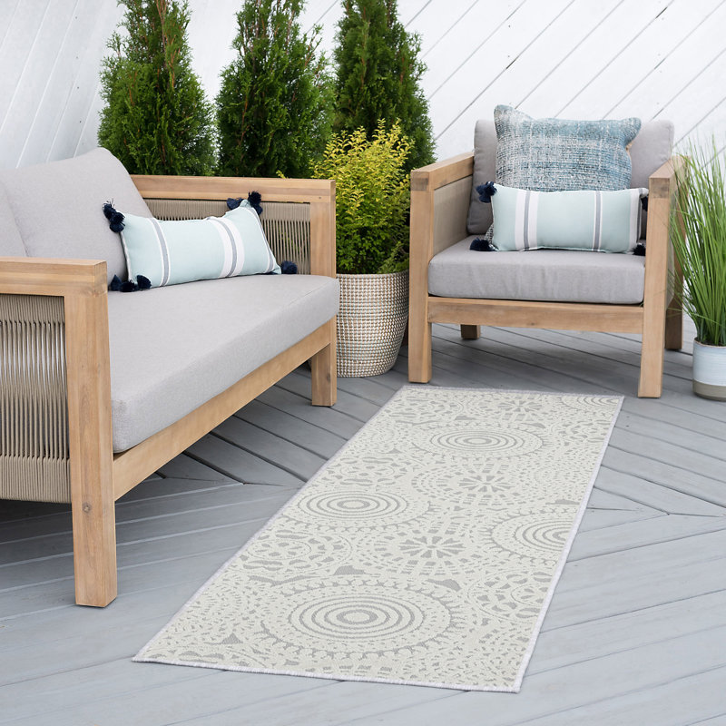 Tapis d'intérieur / extérieur gris Fadi, Tapis de couloir 2 pi 2 po x 7 pi 3 po