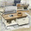 Table basse rustique avec tiroir de rangement Étagères ouvertes par HOMcom pour le salon, blanc, peu encombrant-121048932