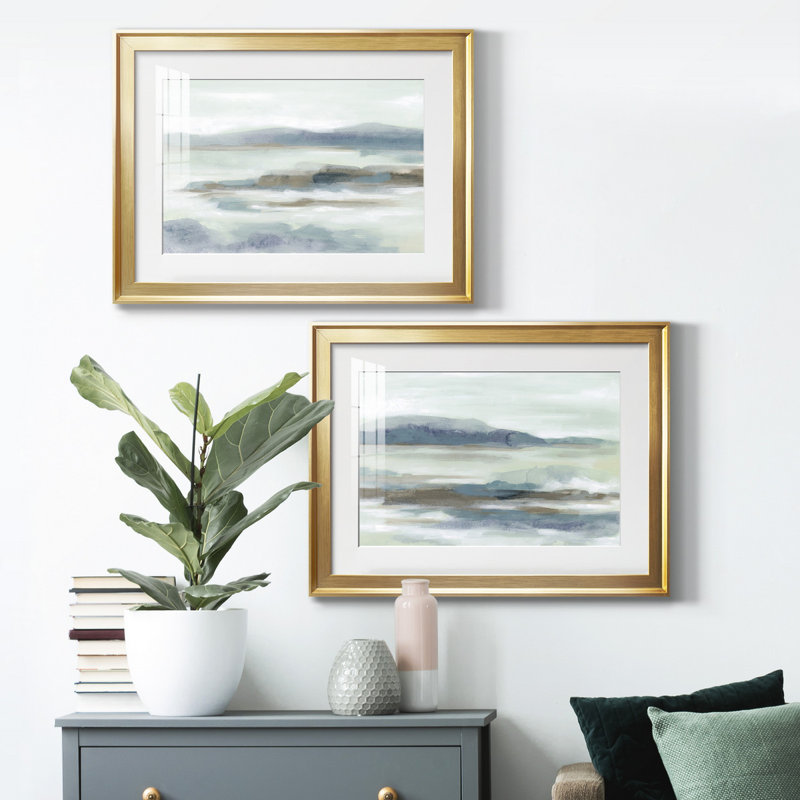 Soft Shores I - ensemble de 2 reproductions de cadres photo, Cadre doré, H 24,5 po x l 37 po x P 1 po
