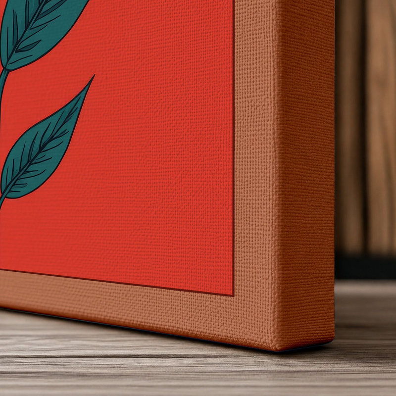 Simple Daisy Botanical - Wrapped Canvas, 30x20 - 76.2 x 50.8 cm, Terracotta Border